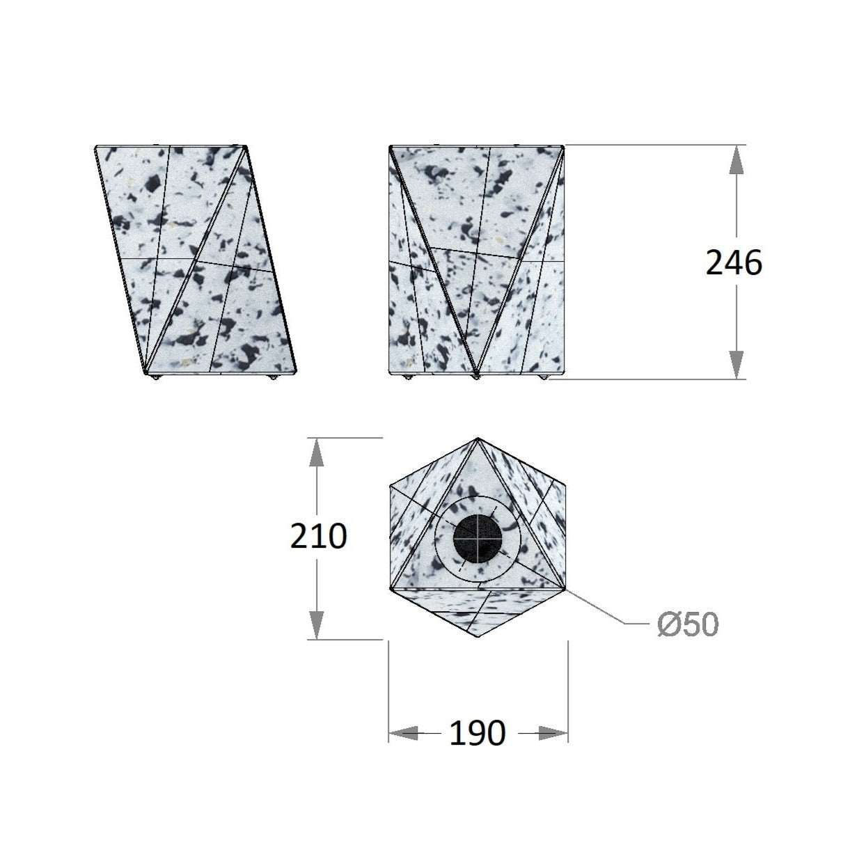 Delta flower vase by ECOPIXEL size